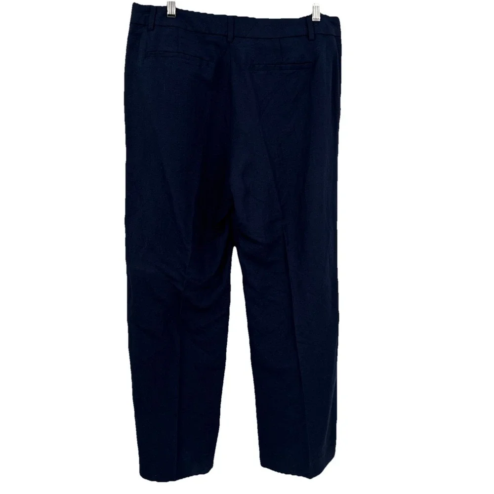 Banana Republic Wide‎ Leg Linen Blend W Sz 12 Blue Flat Front Dress Pants NEW